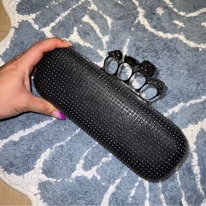 Alexander McQueen black and silver skull stud clutch